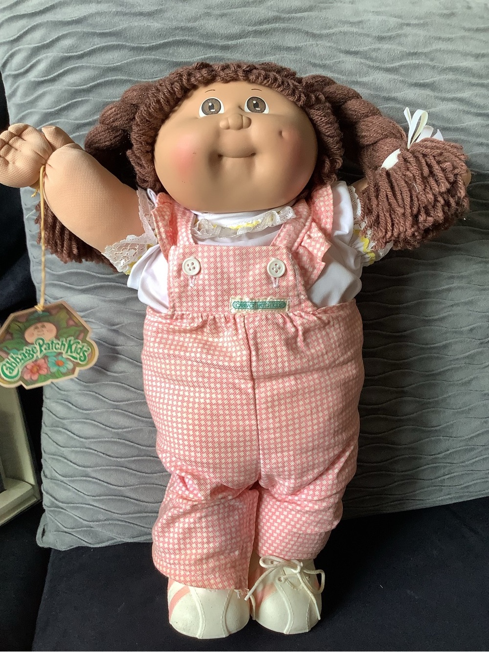 Cabbage Patch 1983 Legend w/tag Kids Plush Doll in Pink Overalls